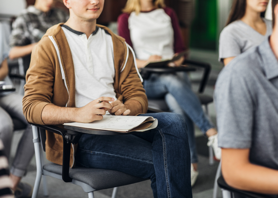 Group of high school students seated in classroom