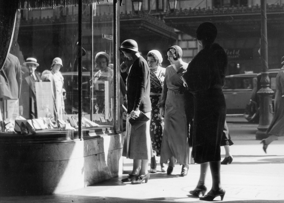 Window shopping for shoes at I. Miller