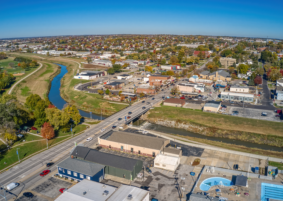 Aerial view of Papillion and river.