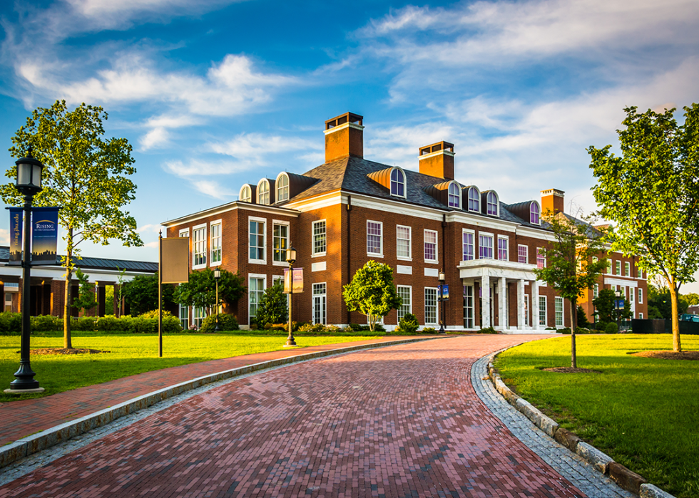 Brick path and buildings on the campus of Johns Hopkins.