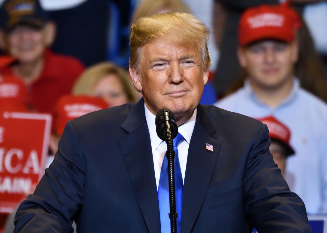 President Donald Trump at a campaign rally.