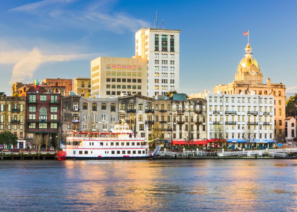 Savannah waterfront and skyline.