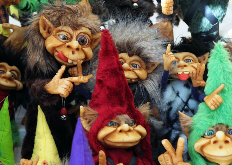 Five cartoonish looking Yule Lads.