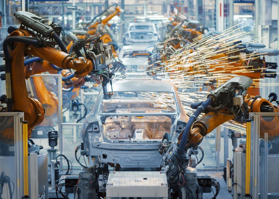 Automobile production in a factory.