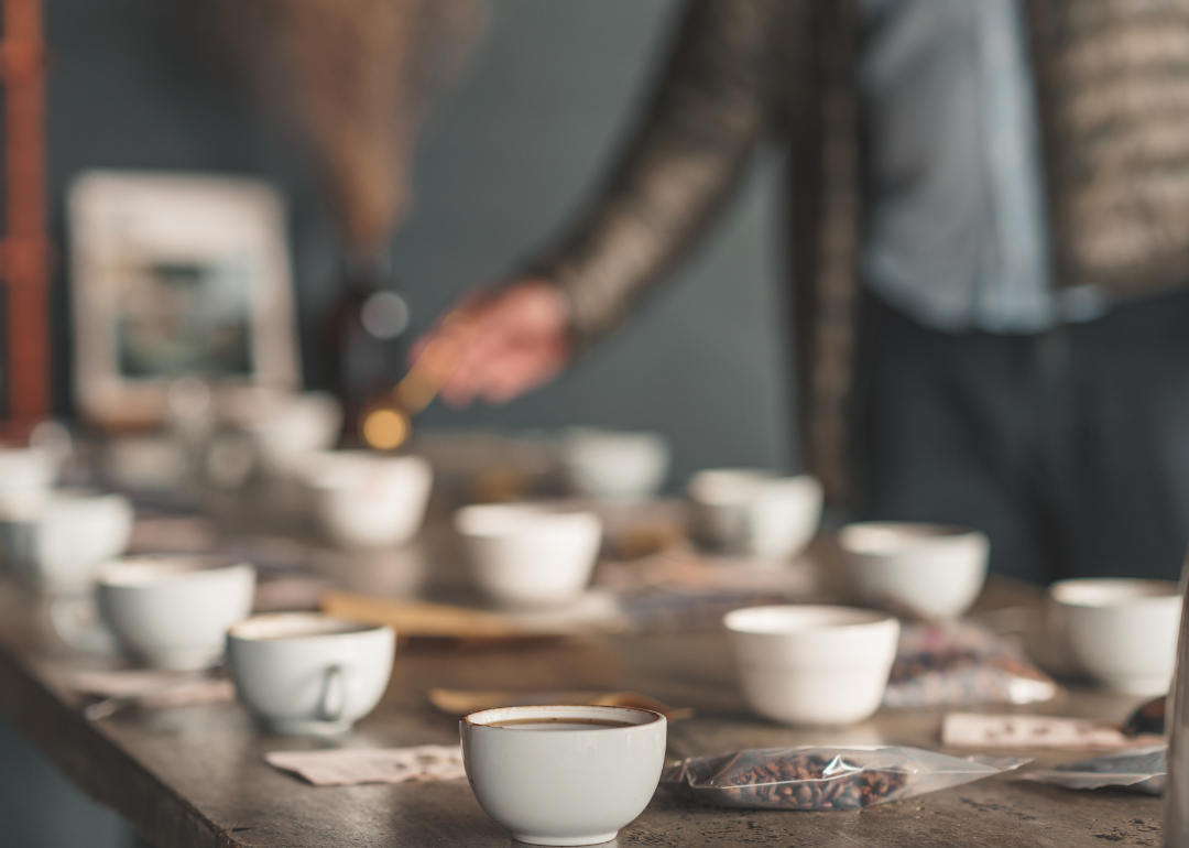 Coffee tasting in progress.
