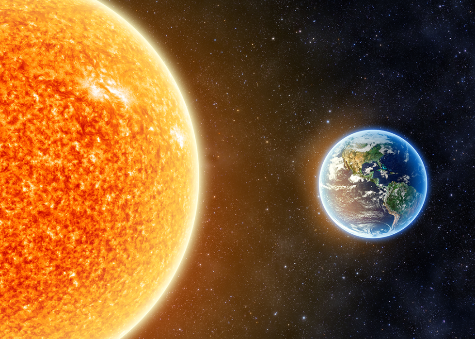 Illustration showing the Earth and sun.