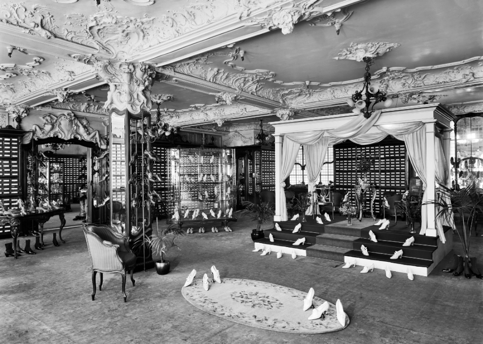 Ladies’ shoes department in Harrods department store
