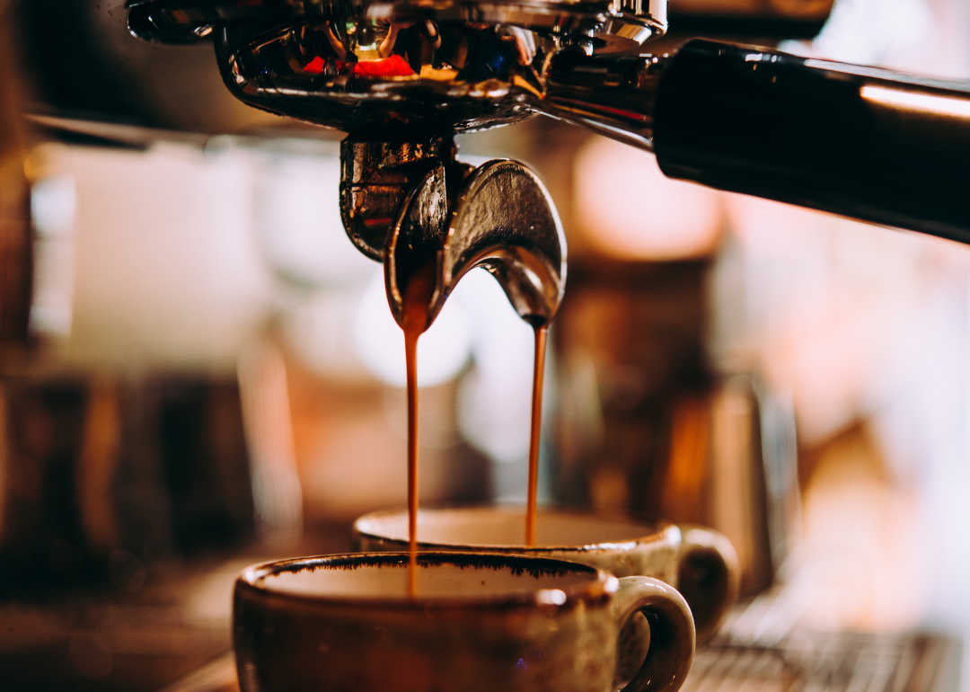 Espresso being made in professional machine.