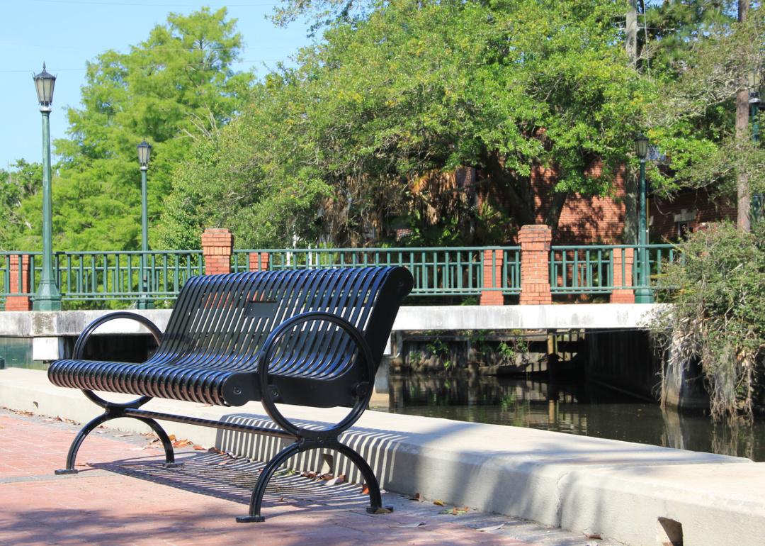 Bench and bridge in Houma.