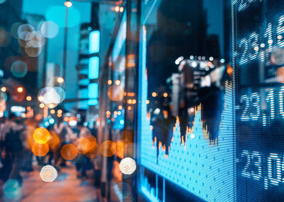 Financial stock exchange market display screen board.