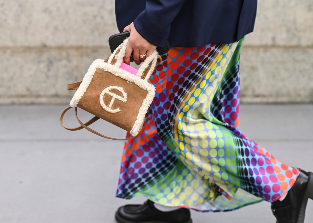 Person walking with Telfar bag.