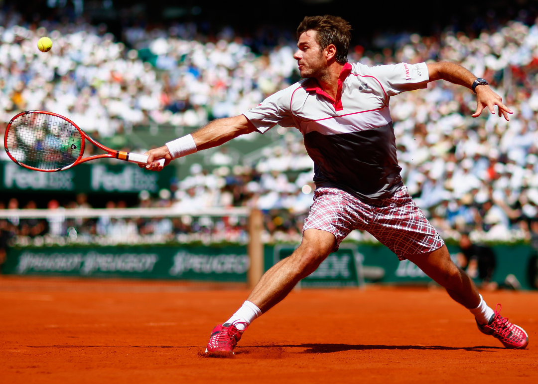 Stanislas Wawrinka returns a shot in the Men's Singles Final.