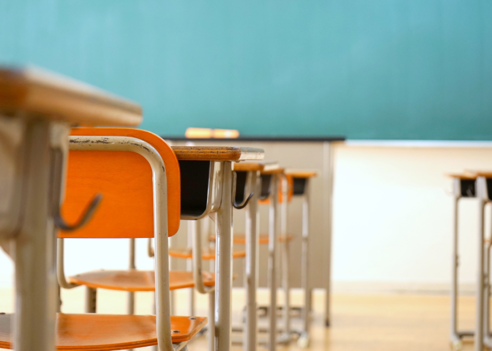 Empty desks in classroom