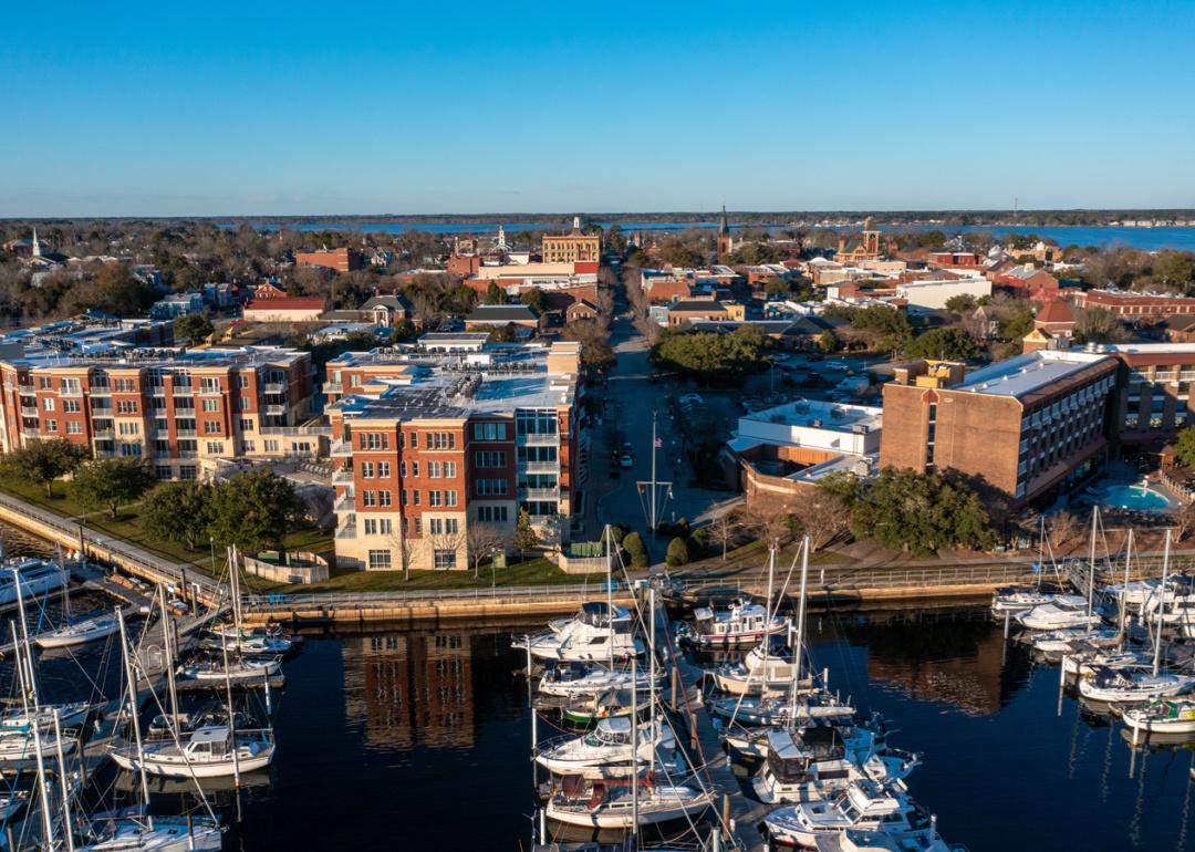 Aerial view of downtown looking north from the marina.