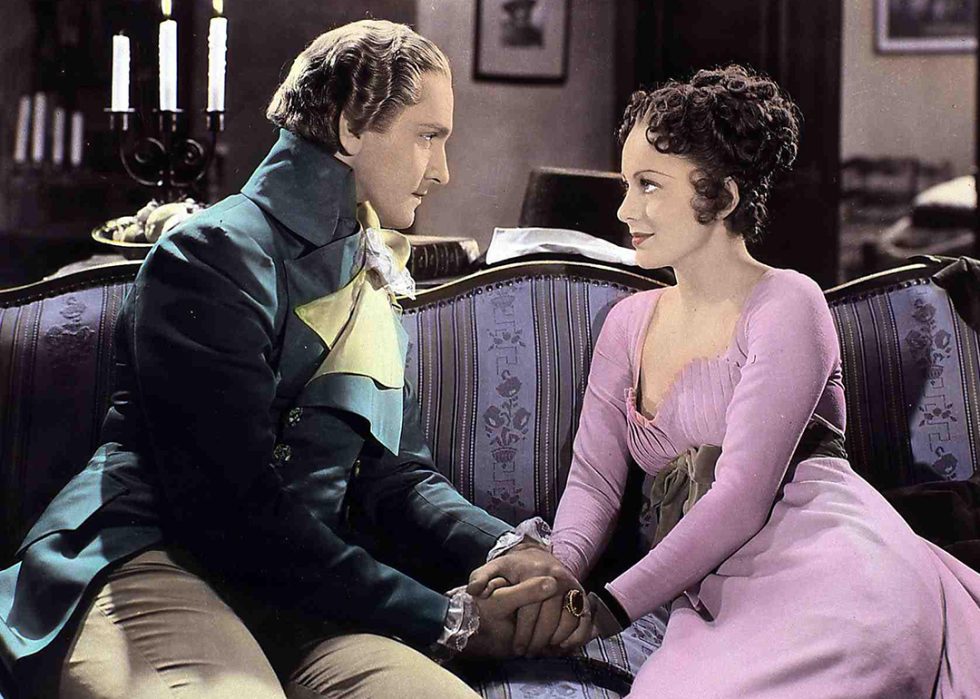 Fredric March and Olivia de Havilland in a scene from ‘Anthony Adverse’.