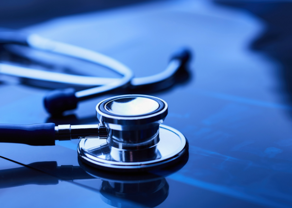 Stethoscope in blue light.