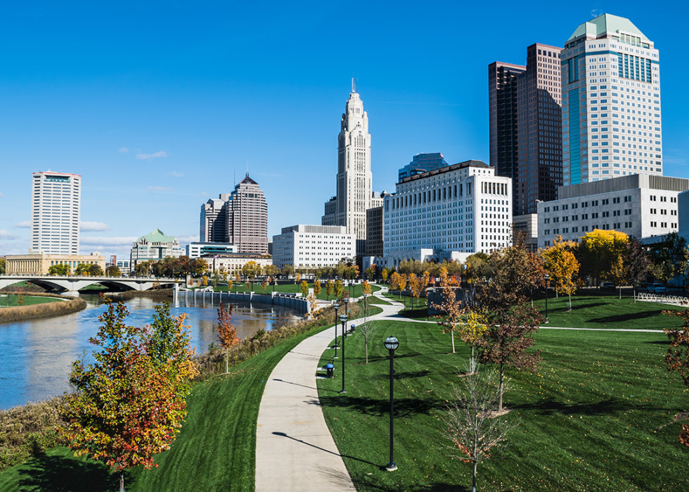 The Columbus skyline and Scioto Mile.