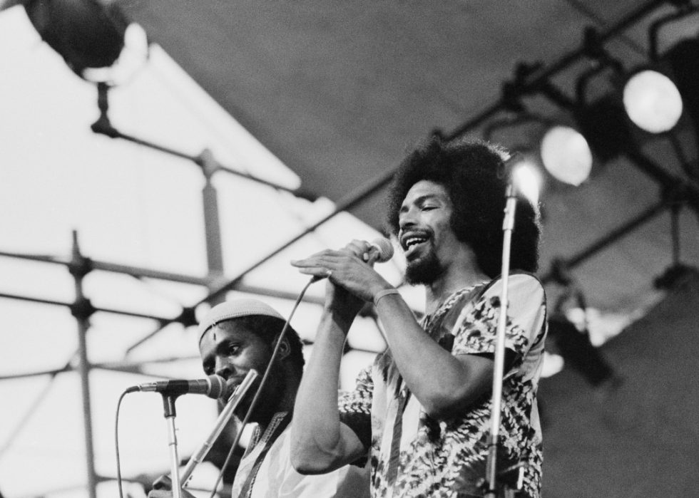 Gil Scott-Heron performing on stage.
