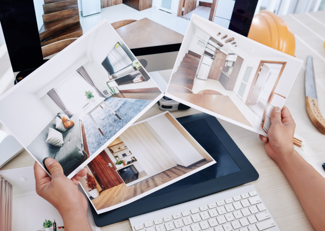 Person looking at interior concepts.