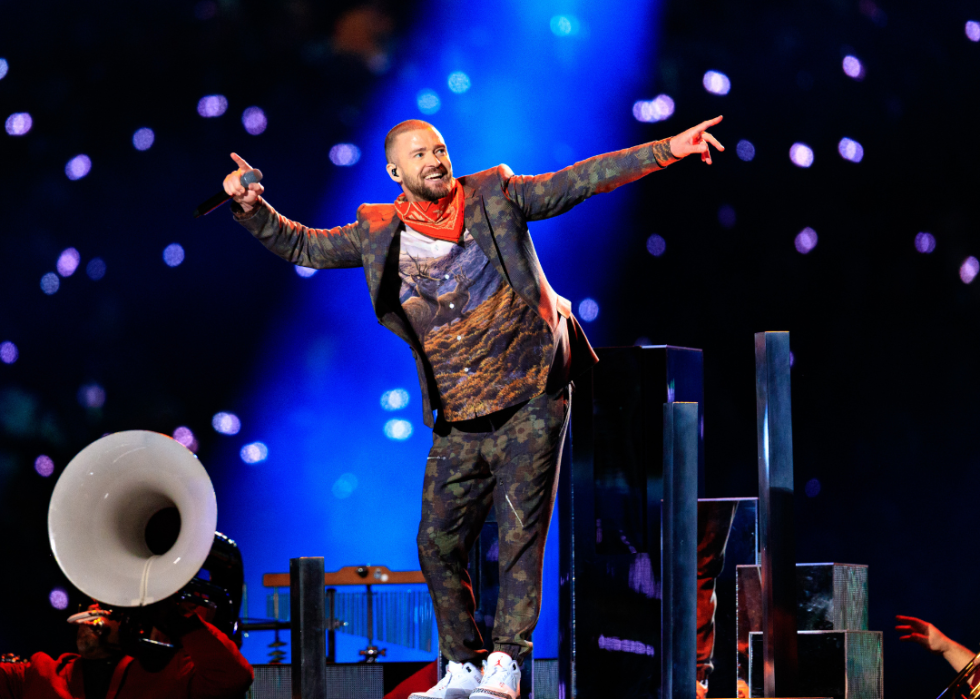 Justin Timberlake performs onstage during Super Bowl