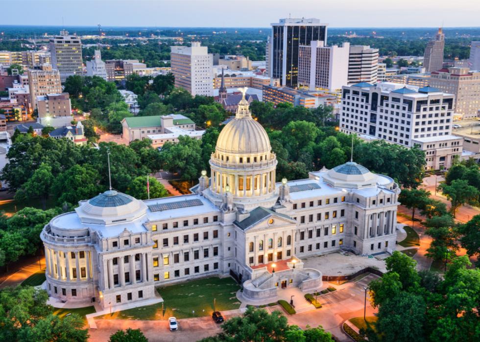 Aerial view Captiol building in Jackson.