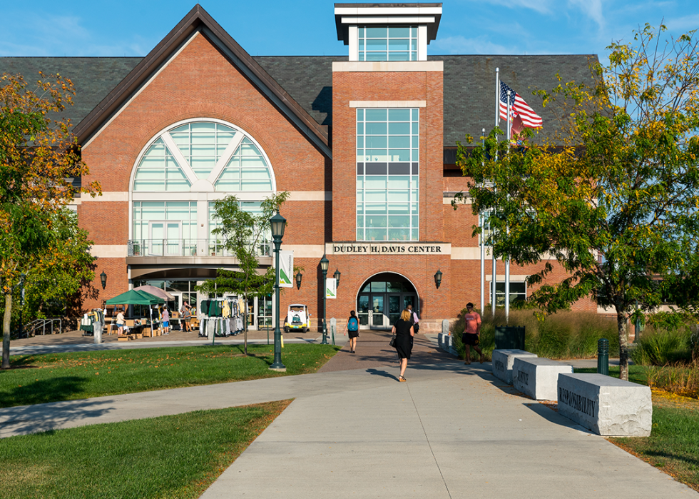 Students walking on University of Vermont’s campus.