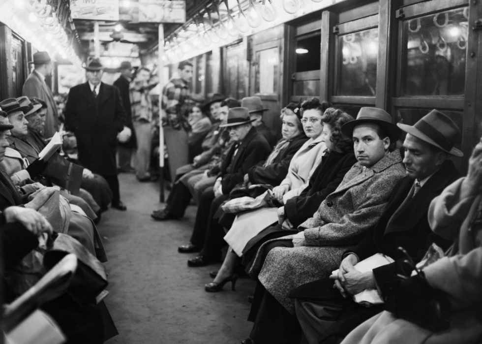 Riders on the New York subway