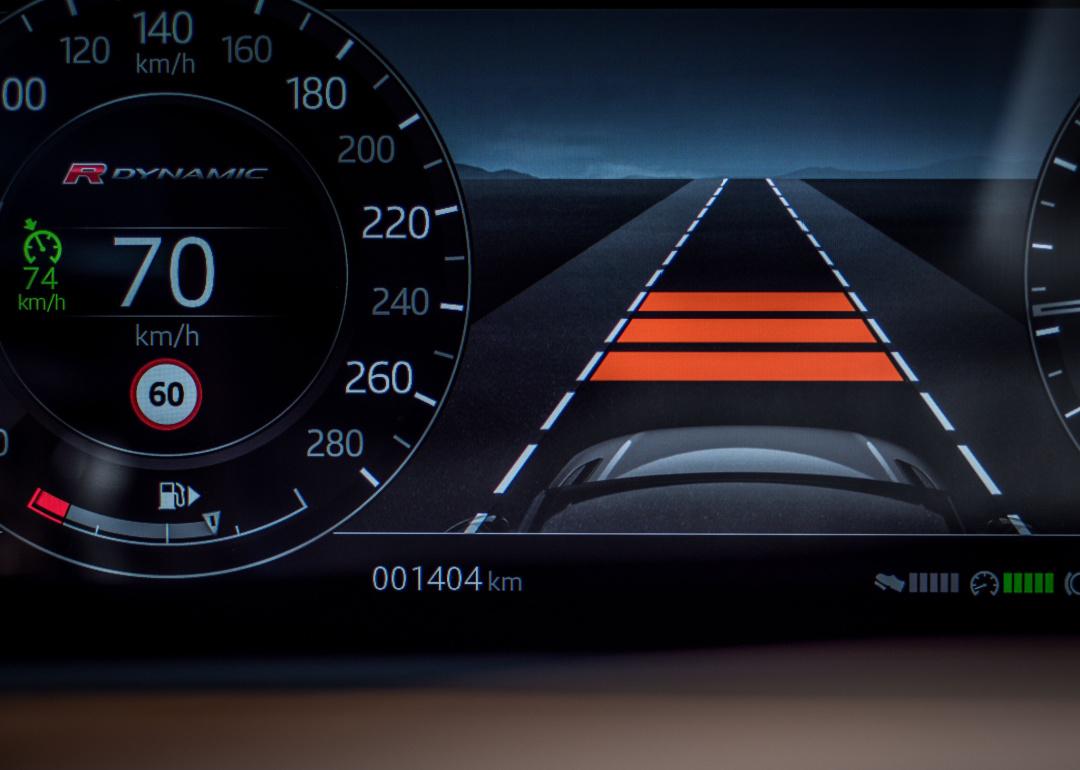 Detail of lane keeping assist alert on dash