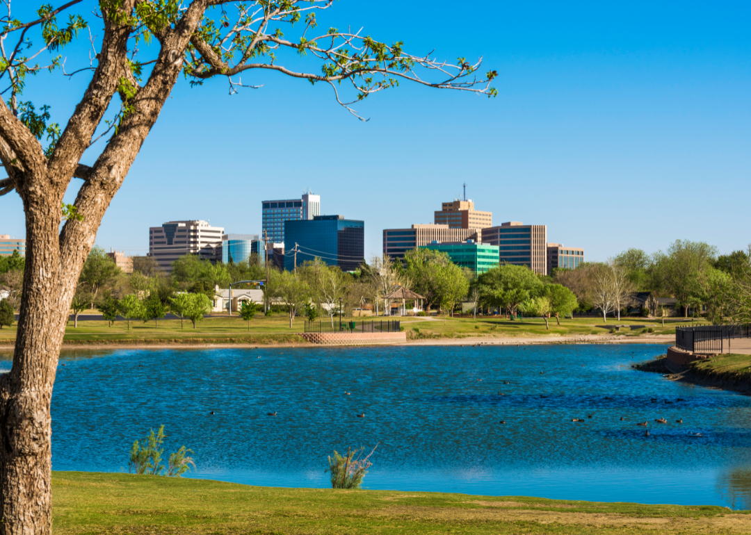 Midland Texas skyline and lake