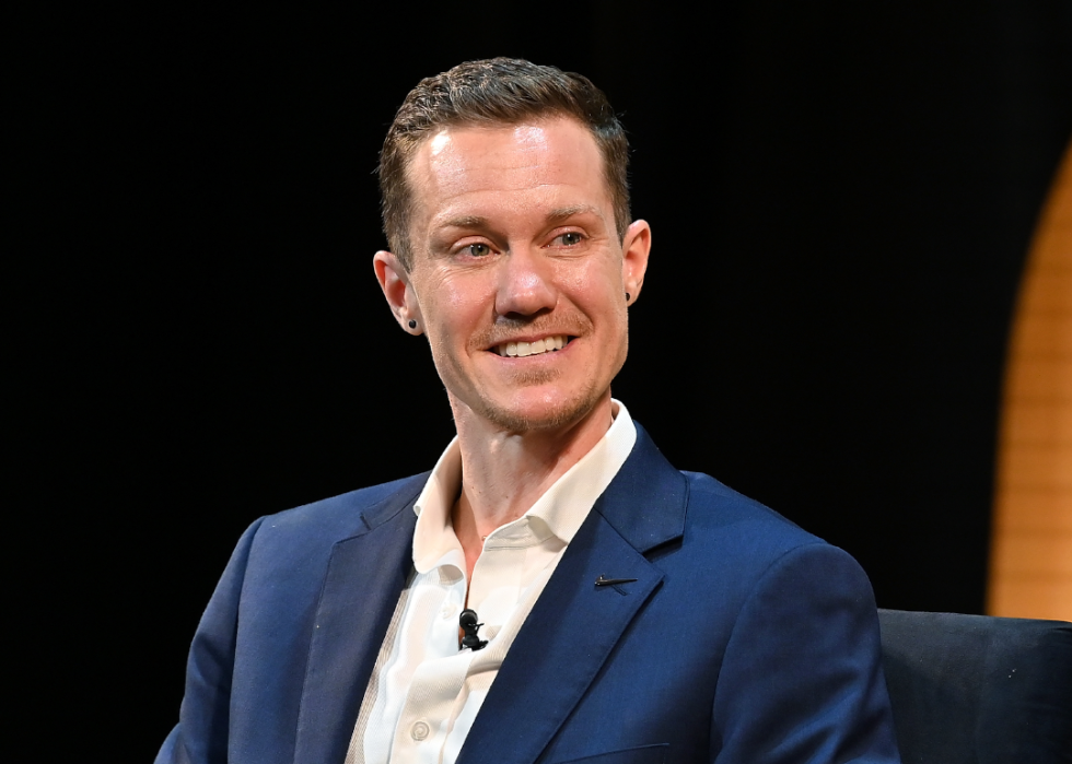 Chris Mosier speaks on a panel.