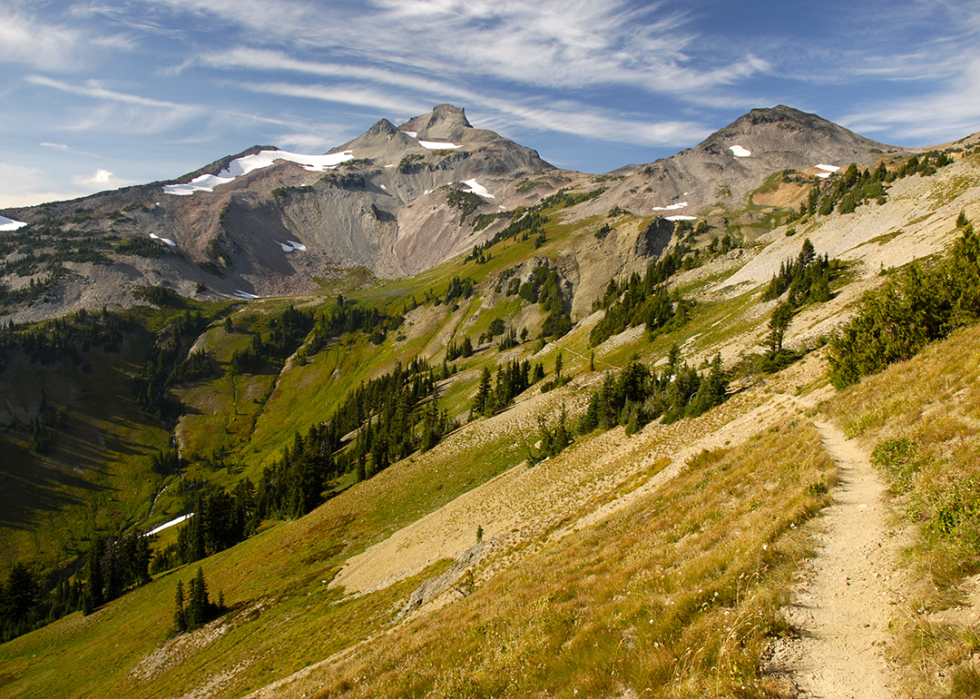 The Pacific Crest Trail winding through Cispus Basin.