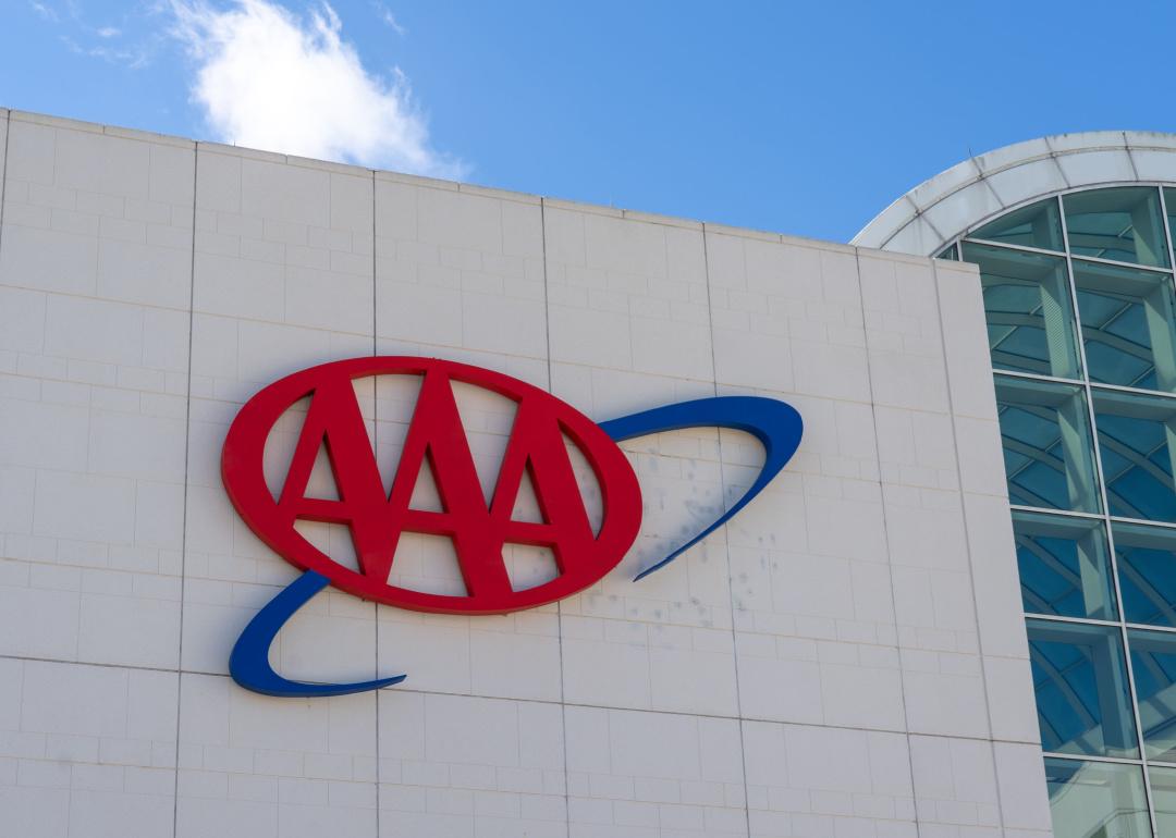 Close up AAA sign on building.