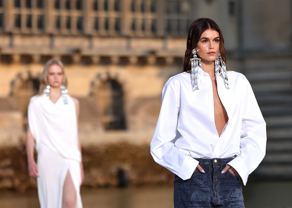 Kaia Gerber walks the runway during the Valentino Haute Couture Show.