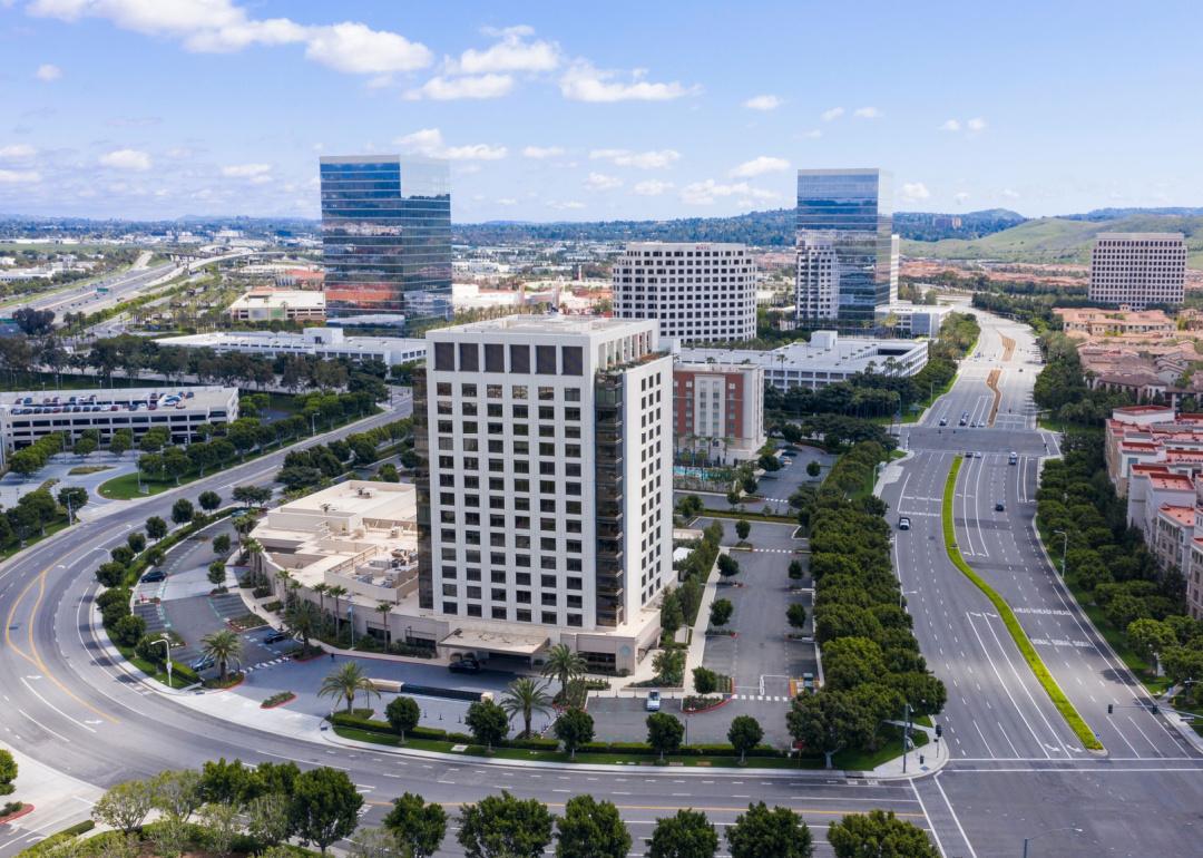 Aerial view of the downtown Irvine, California