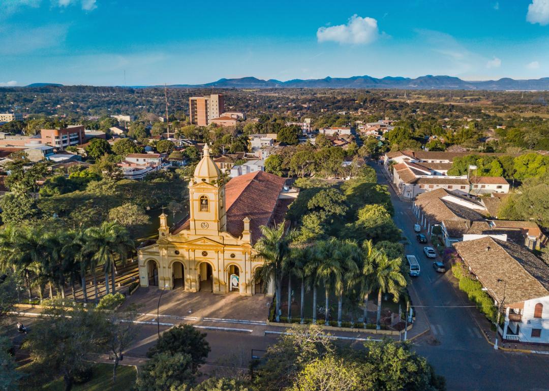 Aerial view of church in Villarrica.