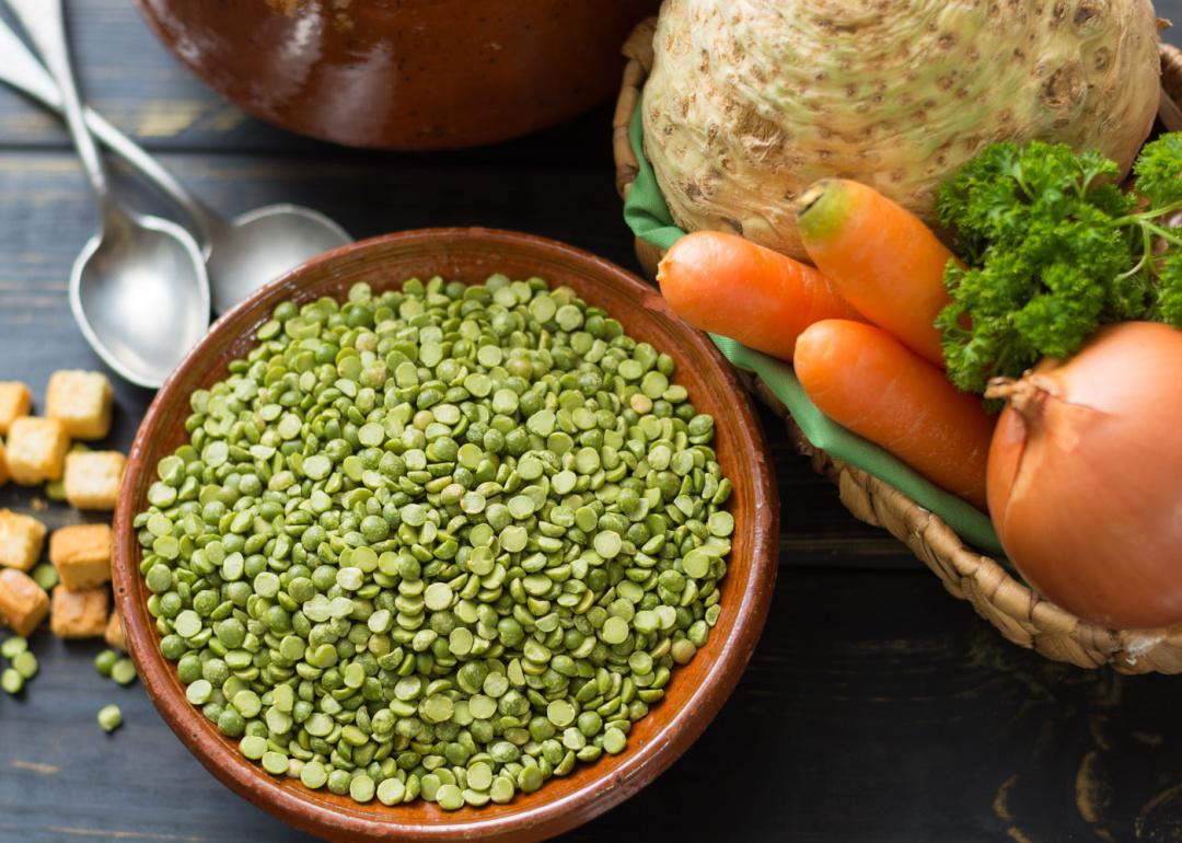 Ingredients for split pea soup.
