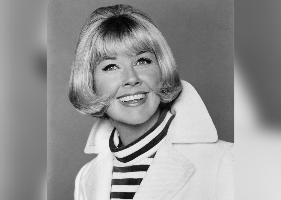 Portrait of Doris Day smiling.