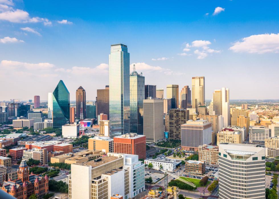Dallas cityscape on a sunny day.