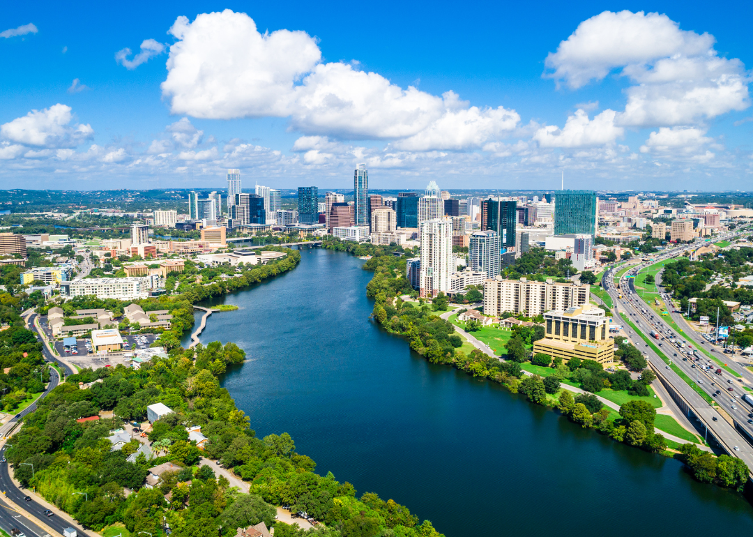 Aerial view of Austin skyline.