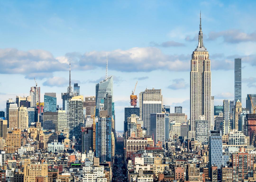 Manhattan skyline in winter.