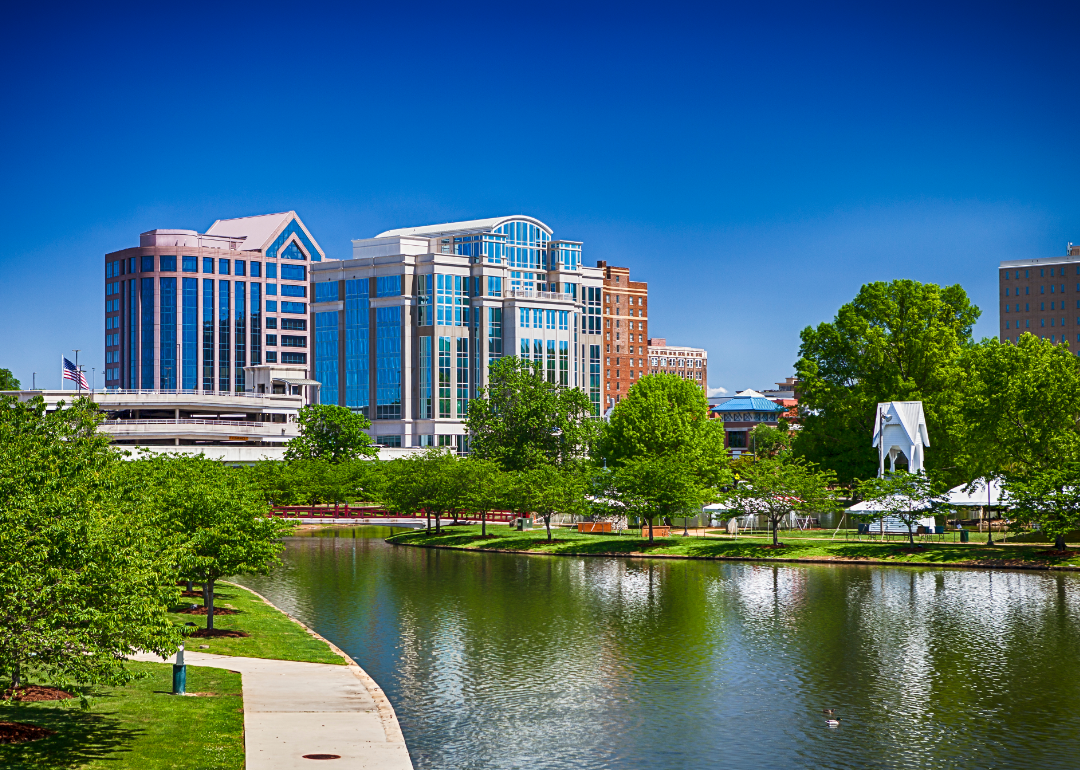 Huntsville skyline and river park.