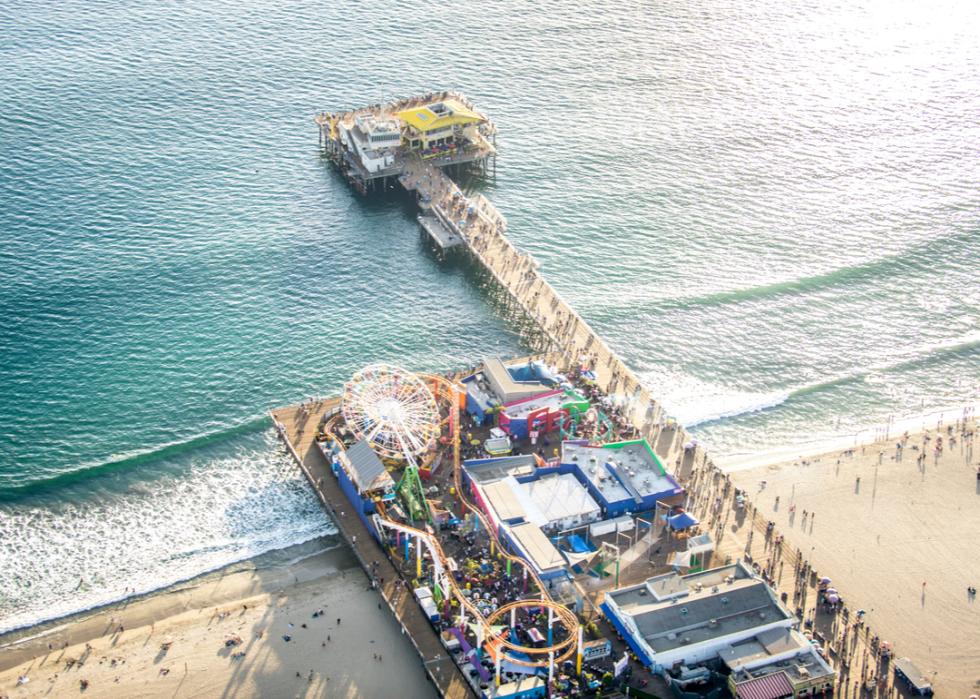 Aerial view of the Santa Monica Pier.