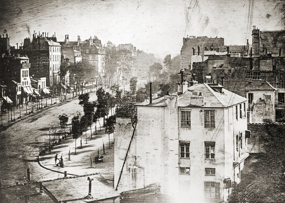 Elevated view of a Paris street.