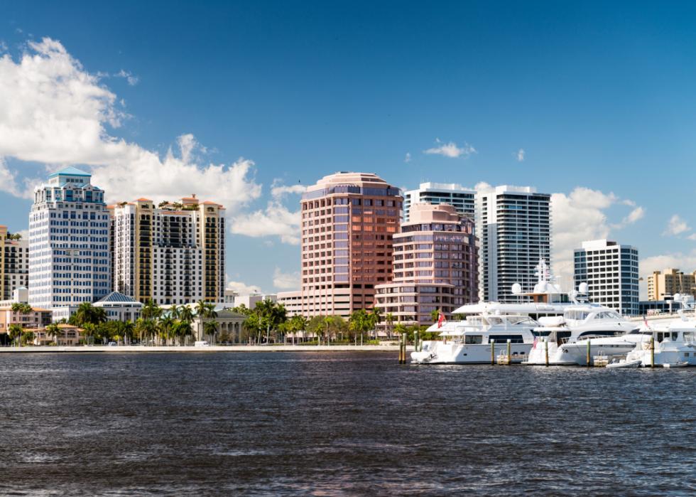 West Palm Beach skyline with marina.