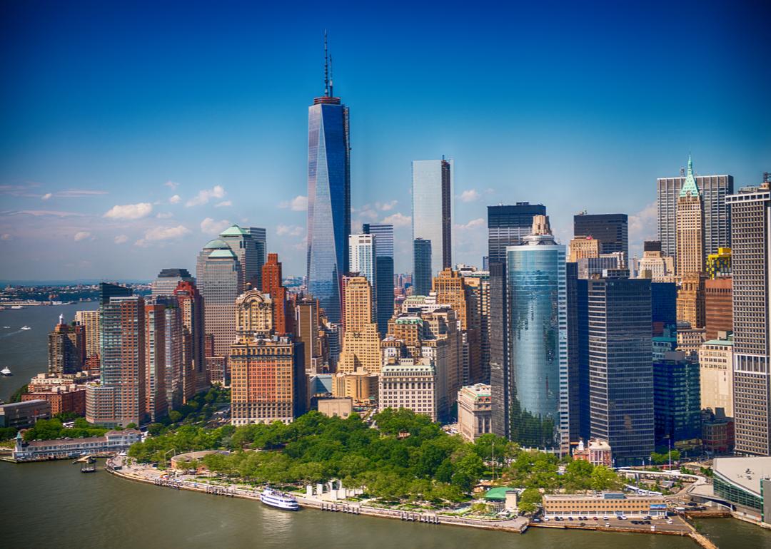 Manhattan skyline aerial view.