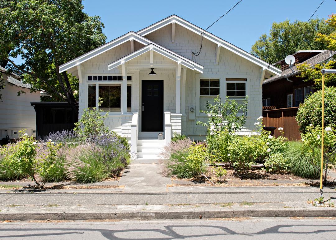 White bungalow house.