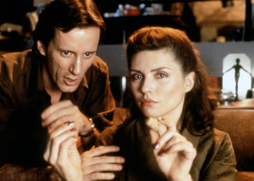 James Woods and Deborah Harry on the set of ‘Videodrome’.