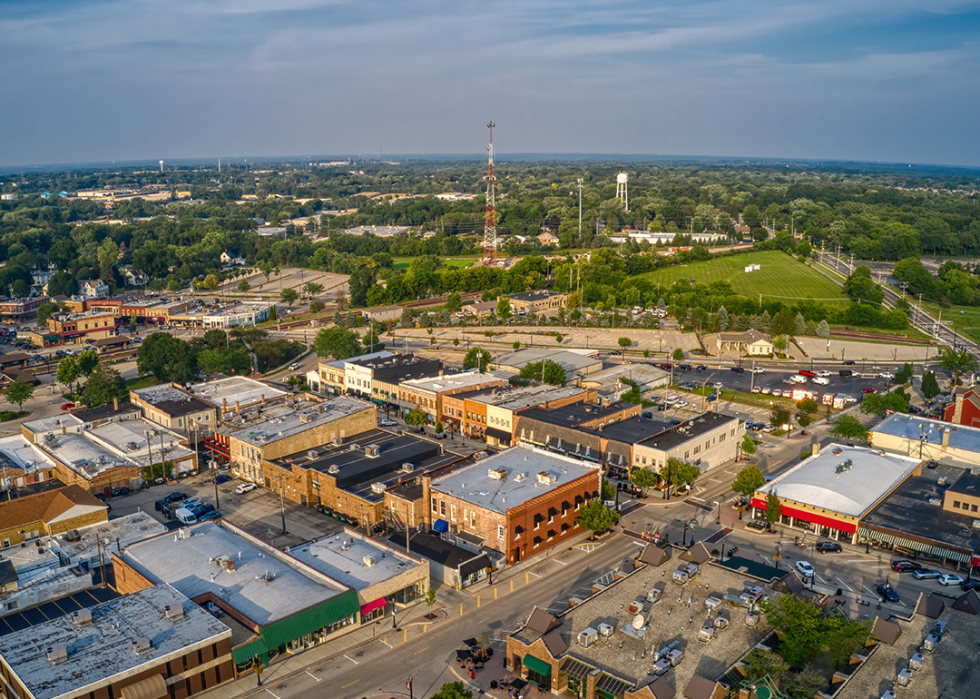 Aerial view of Chicago suburb near Tower Lakes.