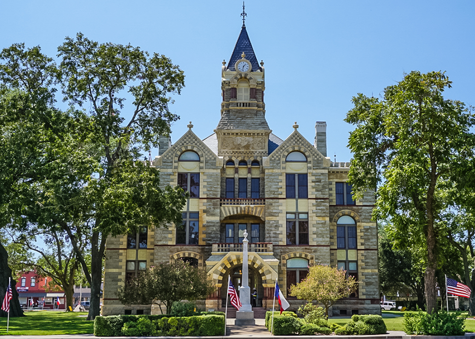 Romanesque Revival style Fayette County Courthouse.