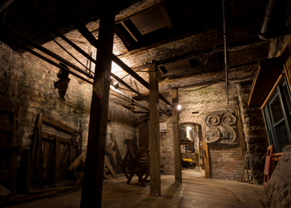 Brick basement level passageway.